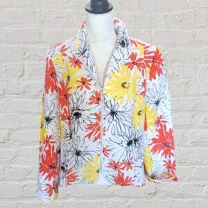 Requirements Long Sleeve White Orange & Yellow Stylish Casual Floral Jacket…